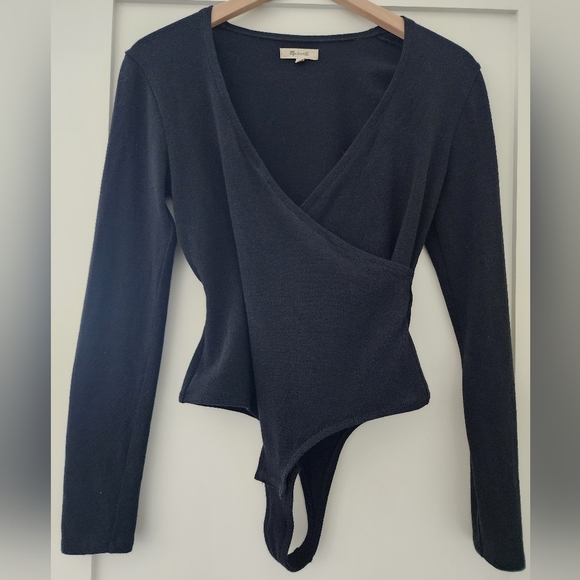 Madewell Wrap Thong Bodysuit Black Size Medium - Picture 2 of 10